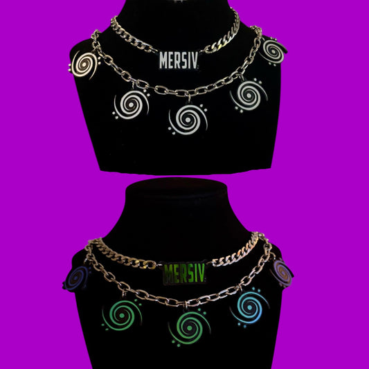 Stainless steel & Acrylic Charm Necklace Stack