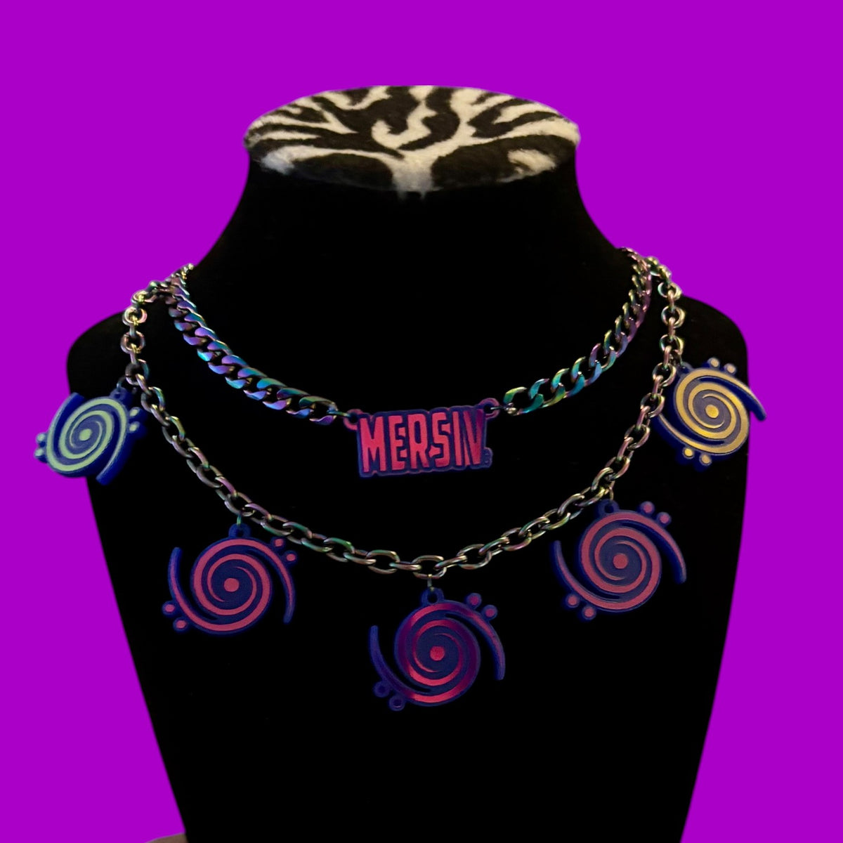 Stainless steel & Acrylic Charm Necklace Stack