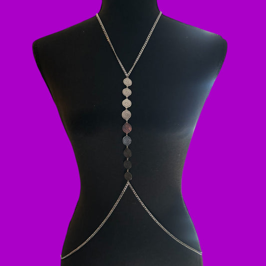 Swirl stainless steel body chain