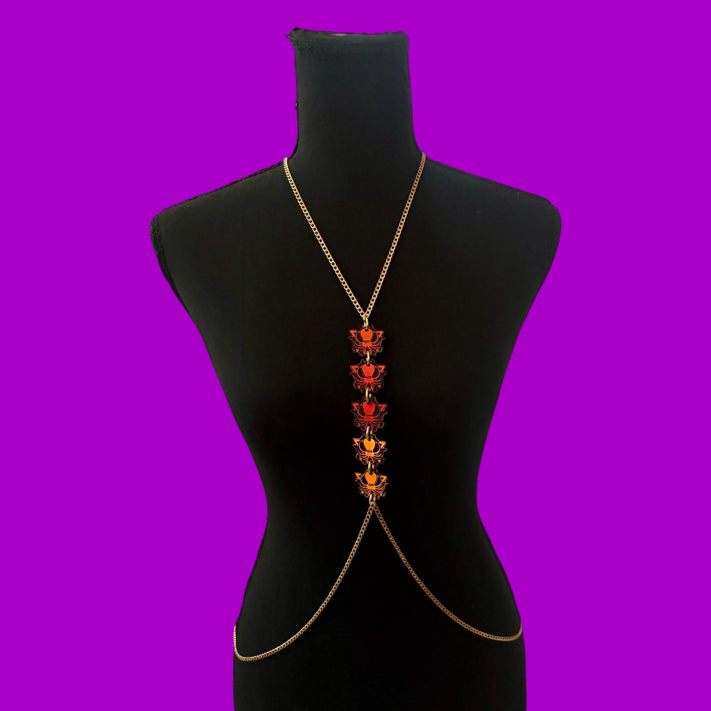 Custom midnight holographic charm & stainless steel body chains