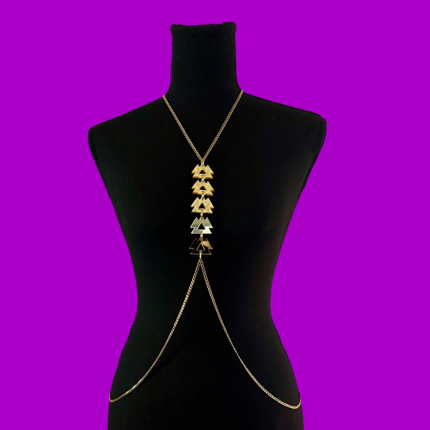 Custom gold mirror acrylic charm & stainless steel body chains