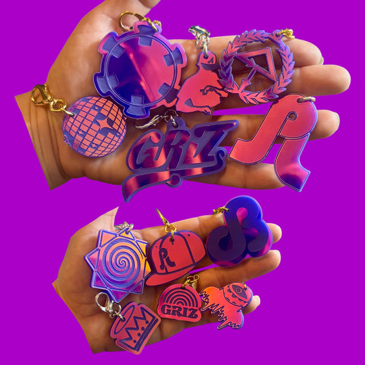 Customizable violet holographic acrylic artist charms