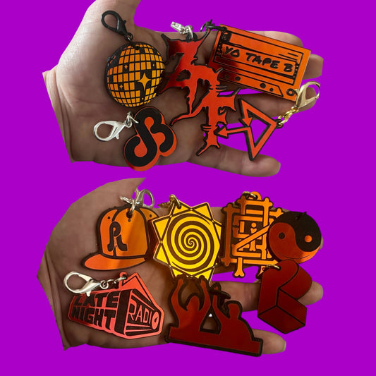 Customizable midnight holographic acrylic edm clip on charms