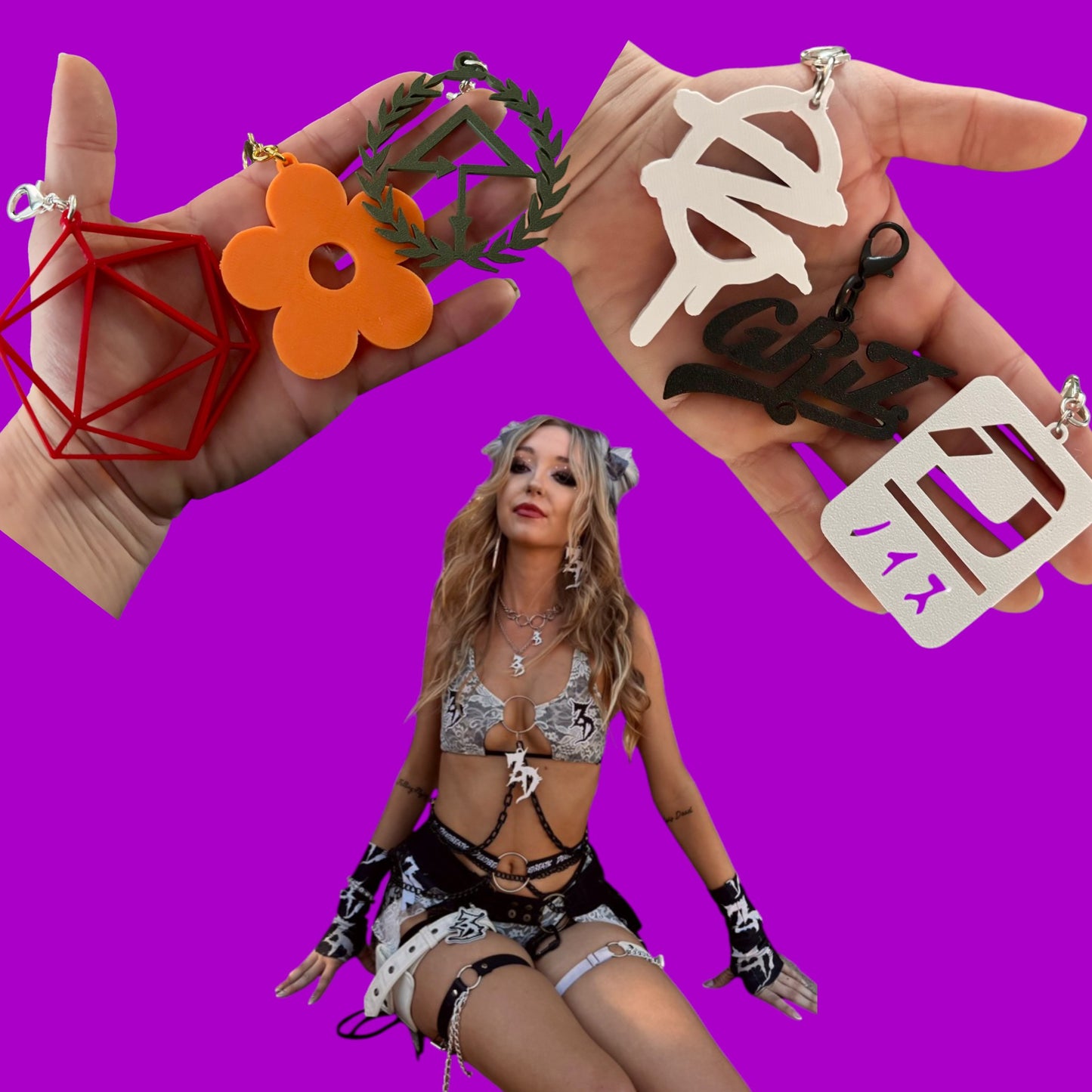 Customizable artist inspired large 3d printed charms!