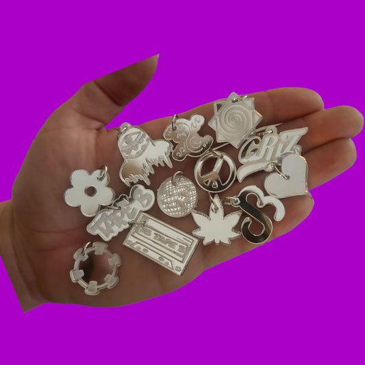 custom silver mirror mini acrylic festival kandi charms!