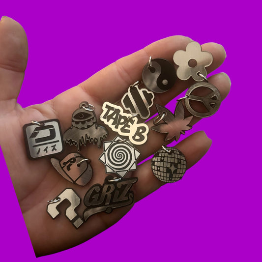 custom steel and black mini acrylic festival kandi charms!