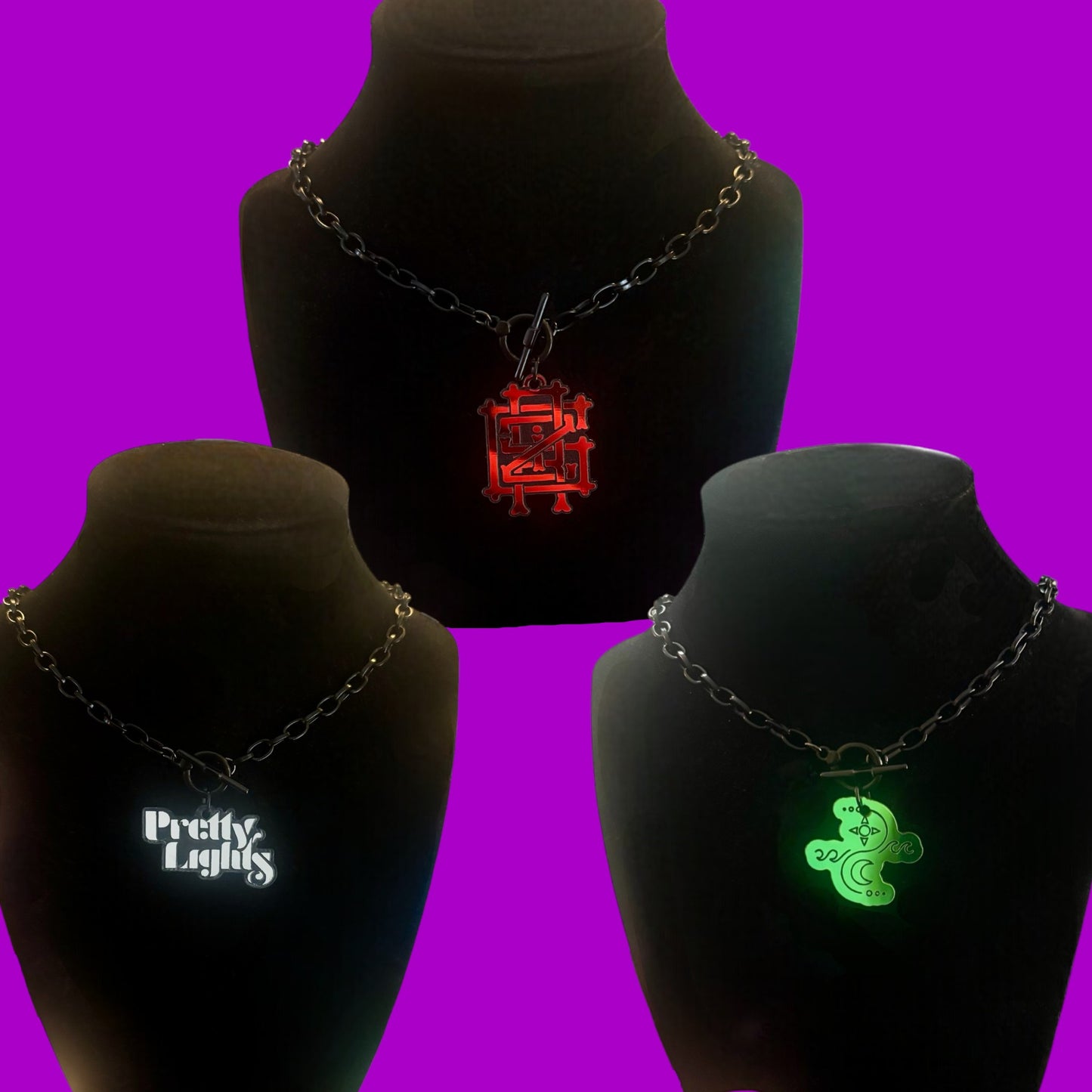 Customizable Tiff & Co style black & teal holographic necklace