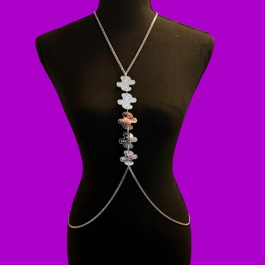 Custom silver mirror acrylic charm & stainless steel body chains