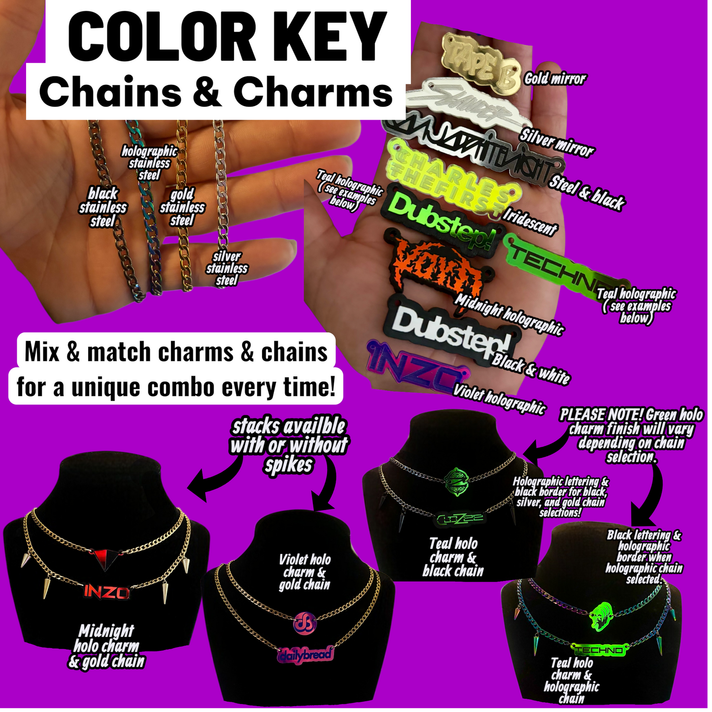 Custom stainless steel necklace stacks