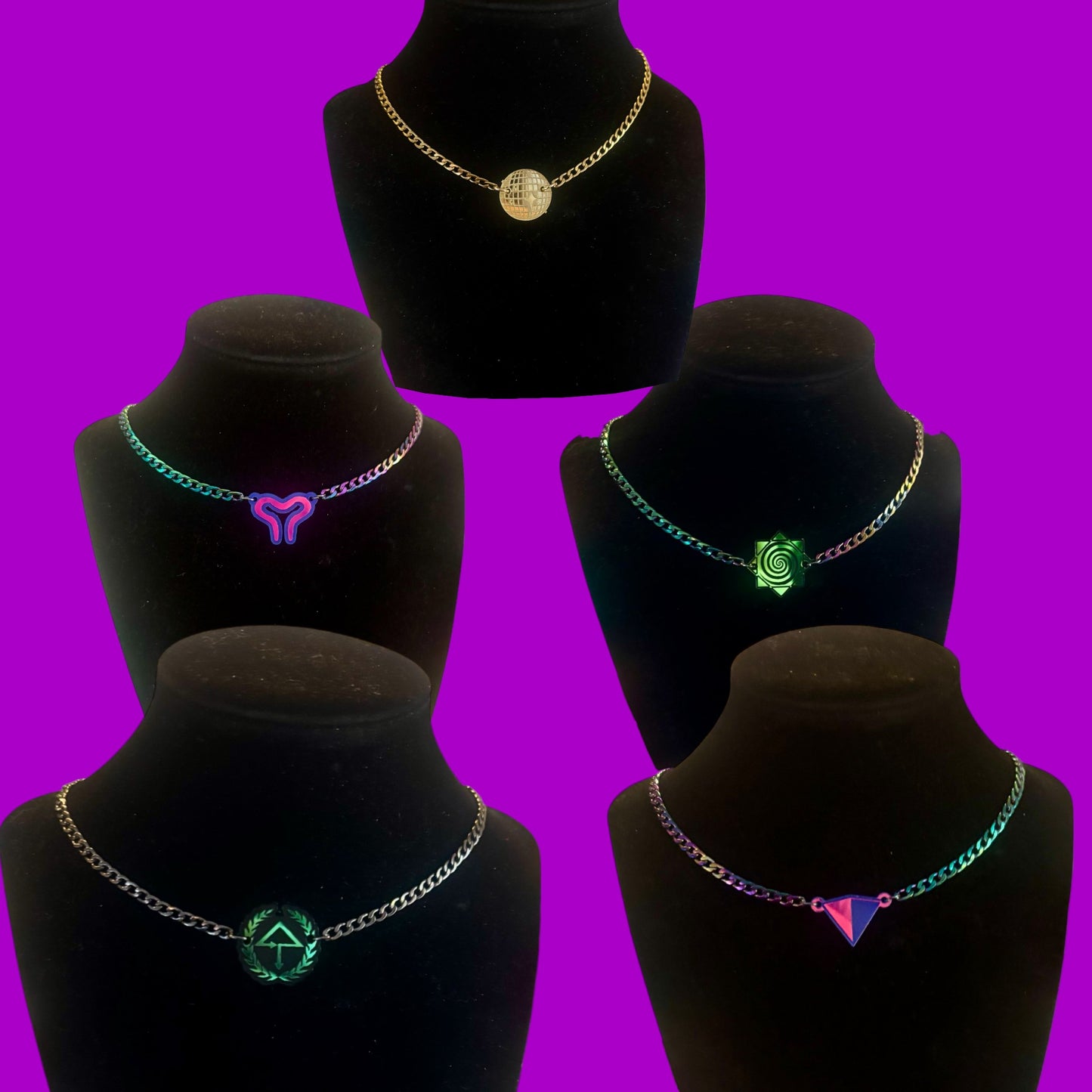 Custom stainless steel & acrylic necklace (top necklace only from necklace stacks)