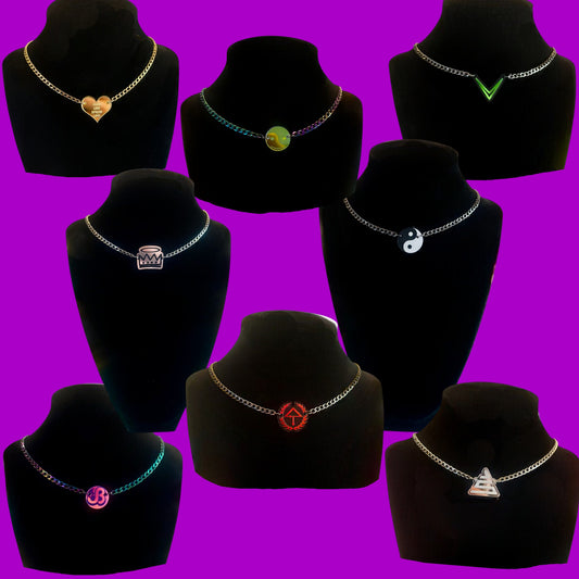 Custom stainless steel & acrylic necklace (top necklace only from necklace stacks)