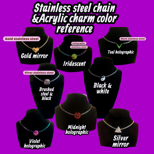 Custom stainless steel & acrylic necklace (top necklace only from necklace stacks)