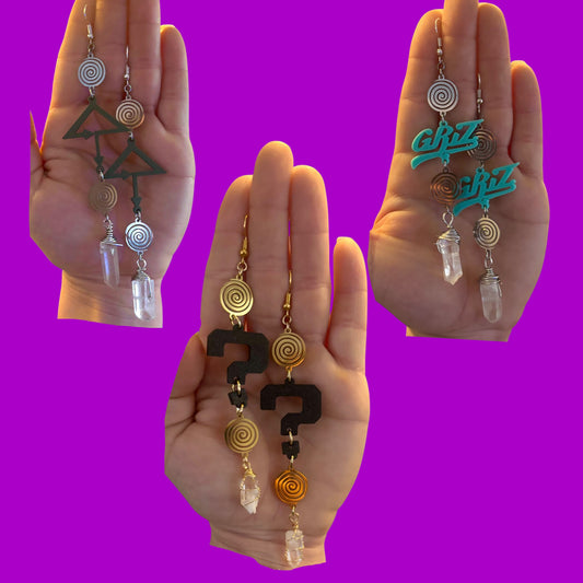 Custom 3d print swirl crystal earrings