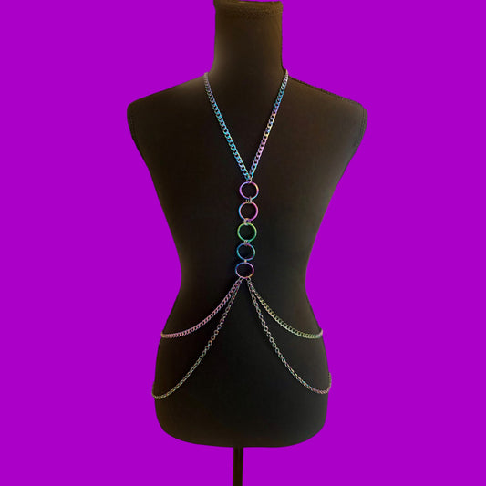 Basic multi O ring stainless steel body chain.