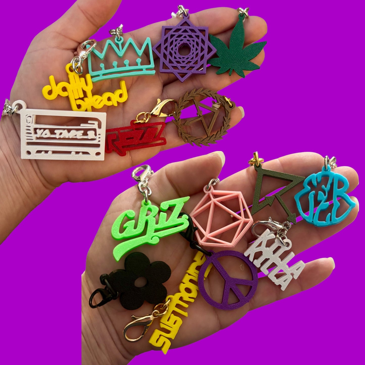 3d printed custom clip on charms