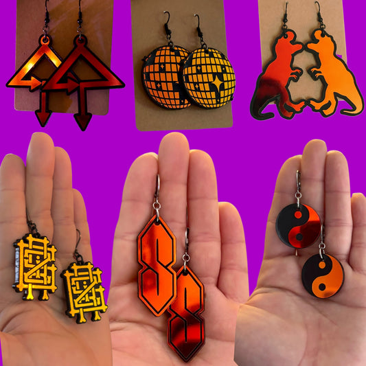 Customizable midnight holographic artist inspired acrylic earrings