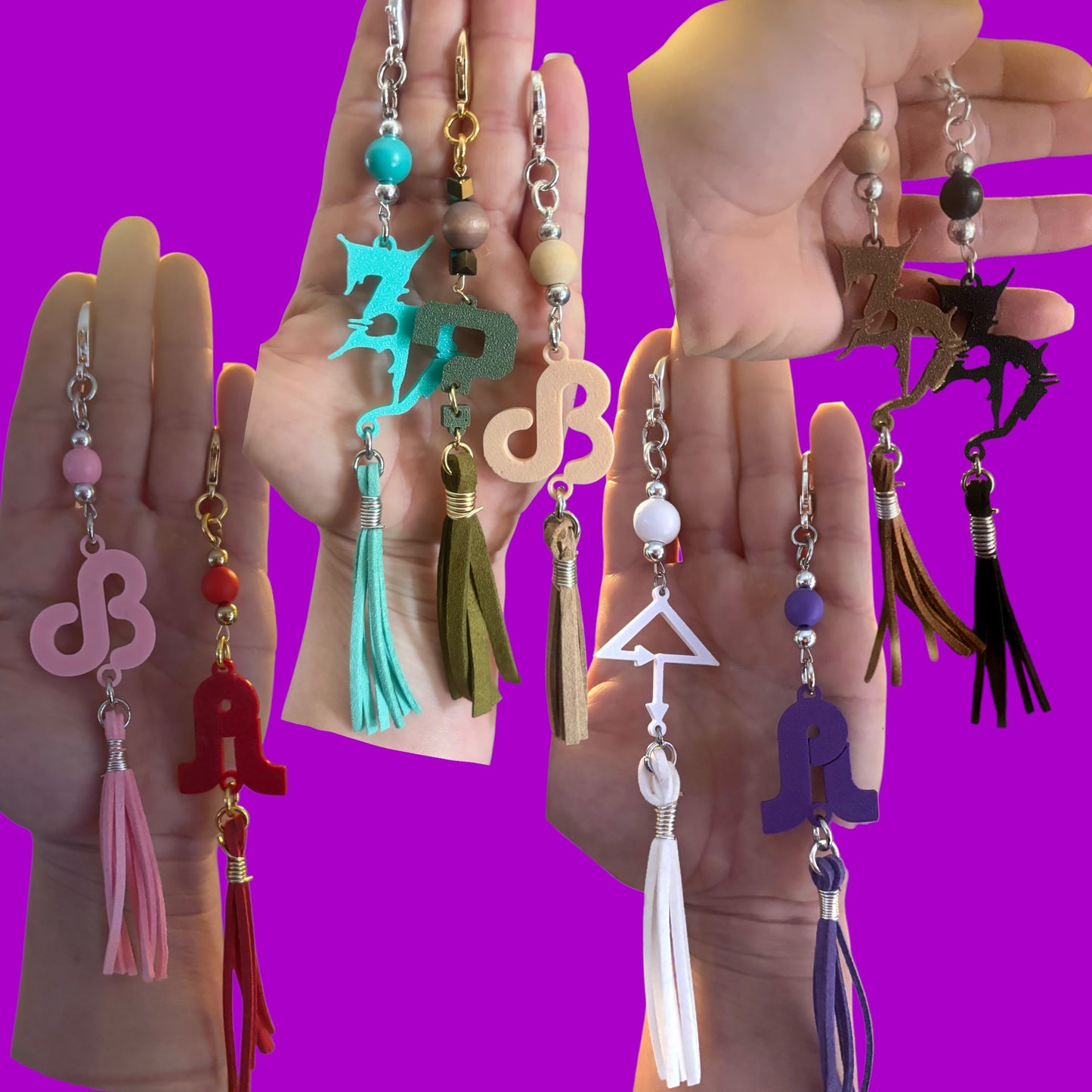 Custom clip on beaded tassel charms
