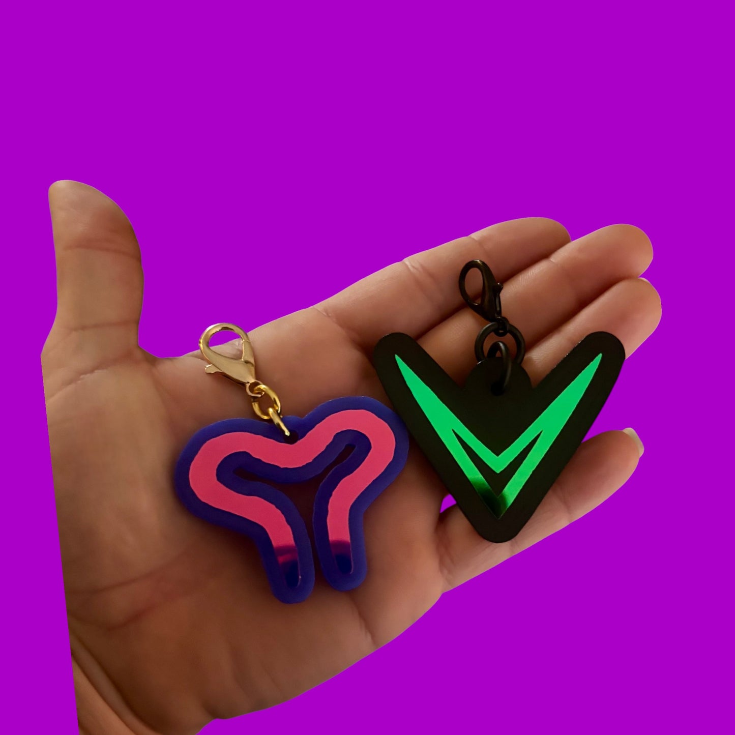 Mr/Dark customizable holographic acrylic clip on charms