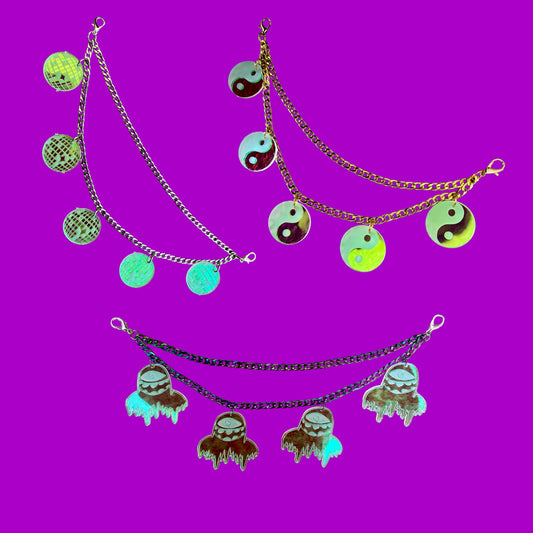 Custom iridescent acrylic & stainless steel chain