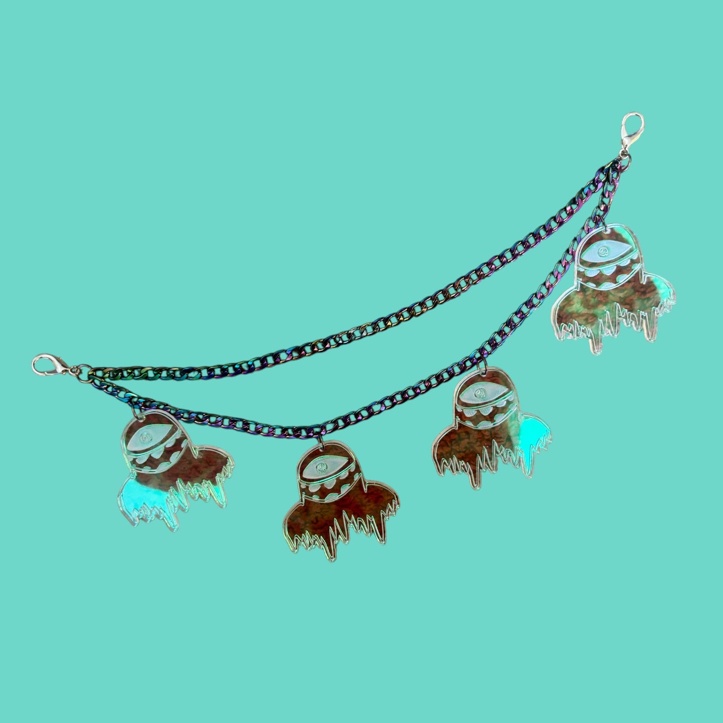Subtronics iridescent acrylic and holographic stainless steel chain