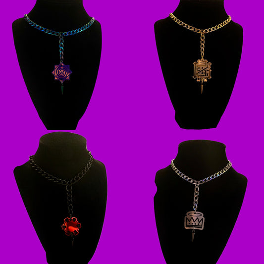 Custom stainless steel studded chain link choker-Acrylic Charms