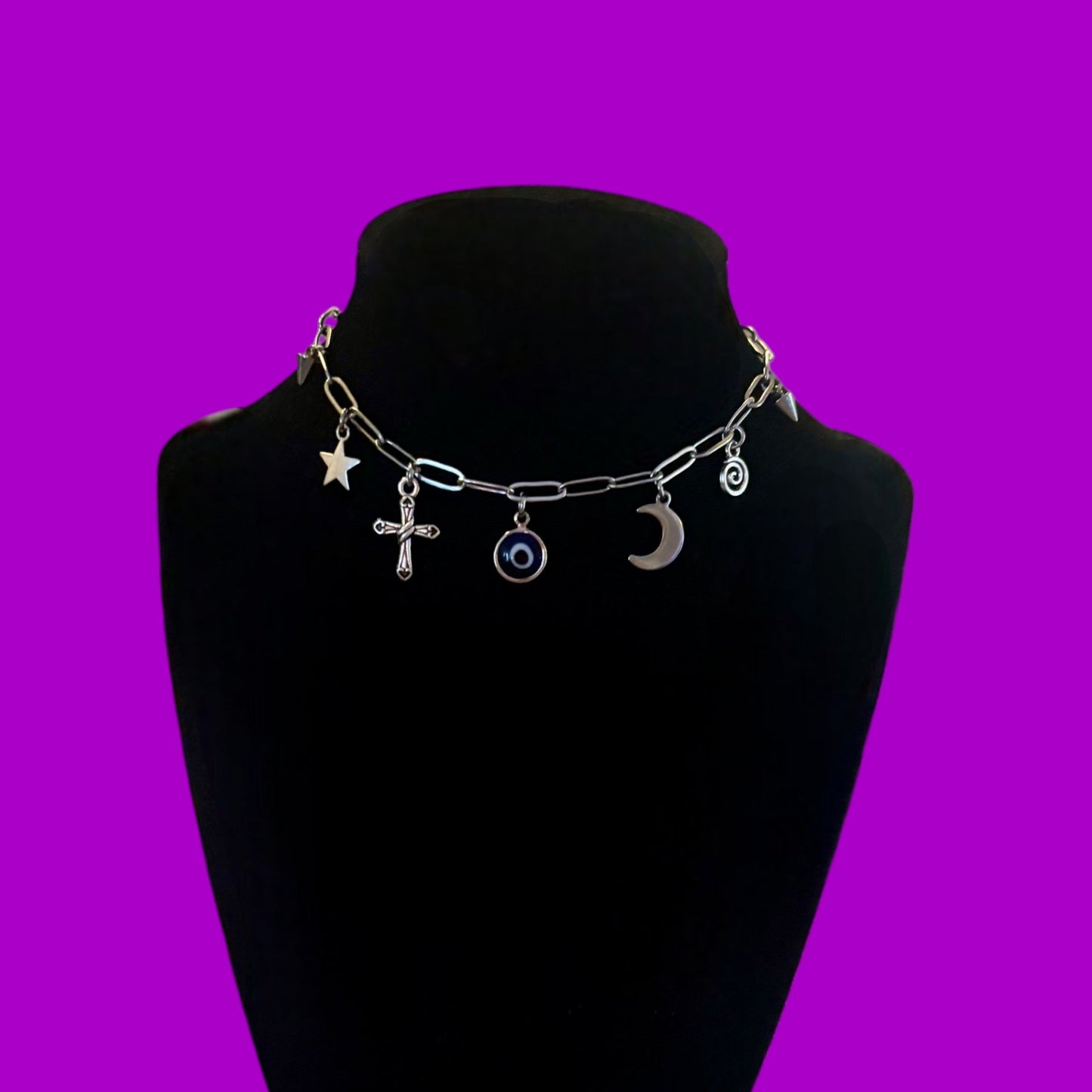 Stainless steel charm choker