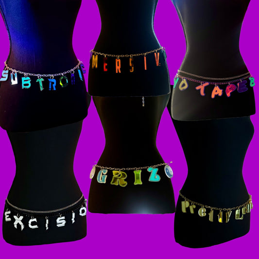 Customizable festival artist letter belts