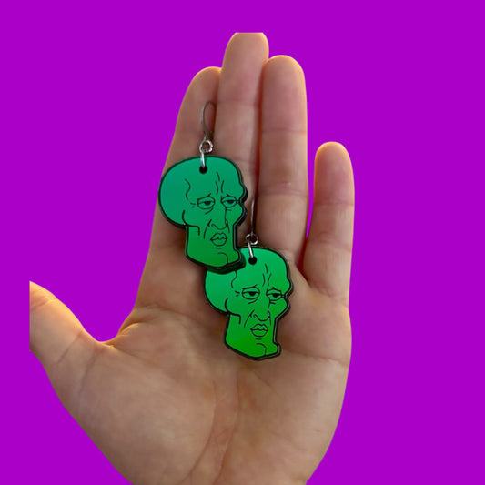 Handsome squidward holographic acrylic earrings
