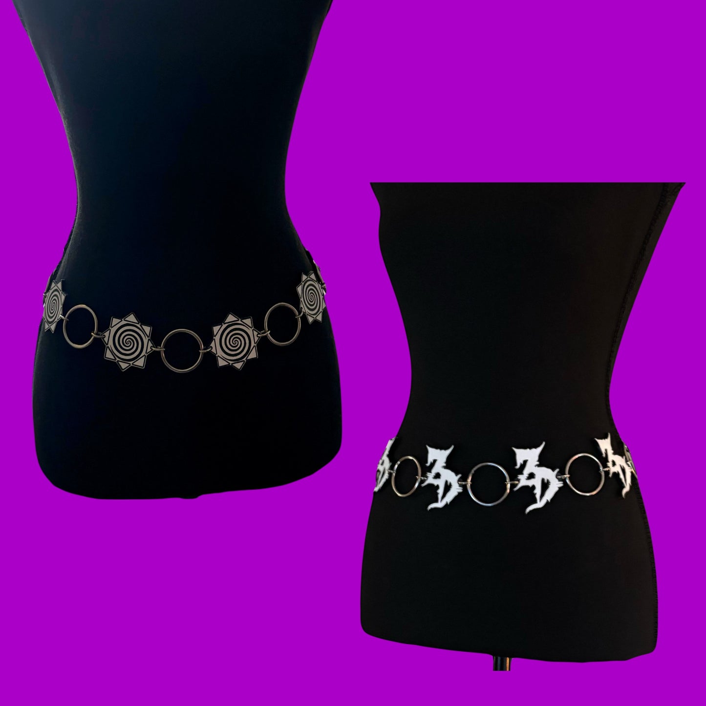 Custom Black and White ring belt