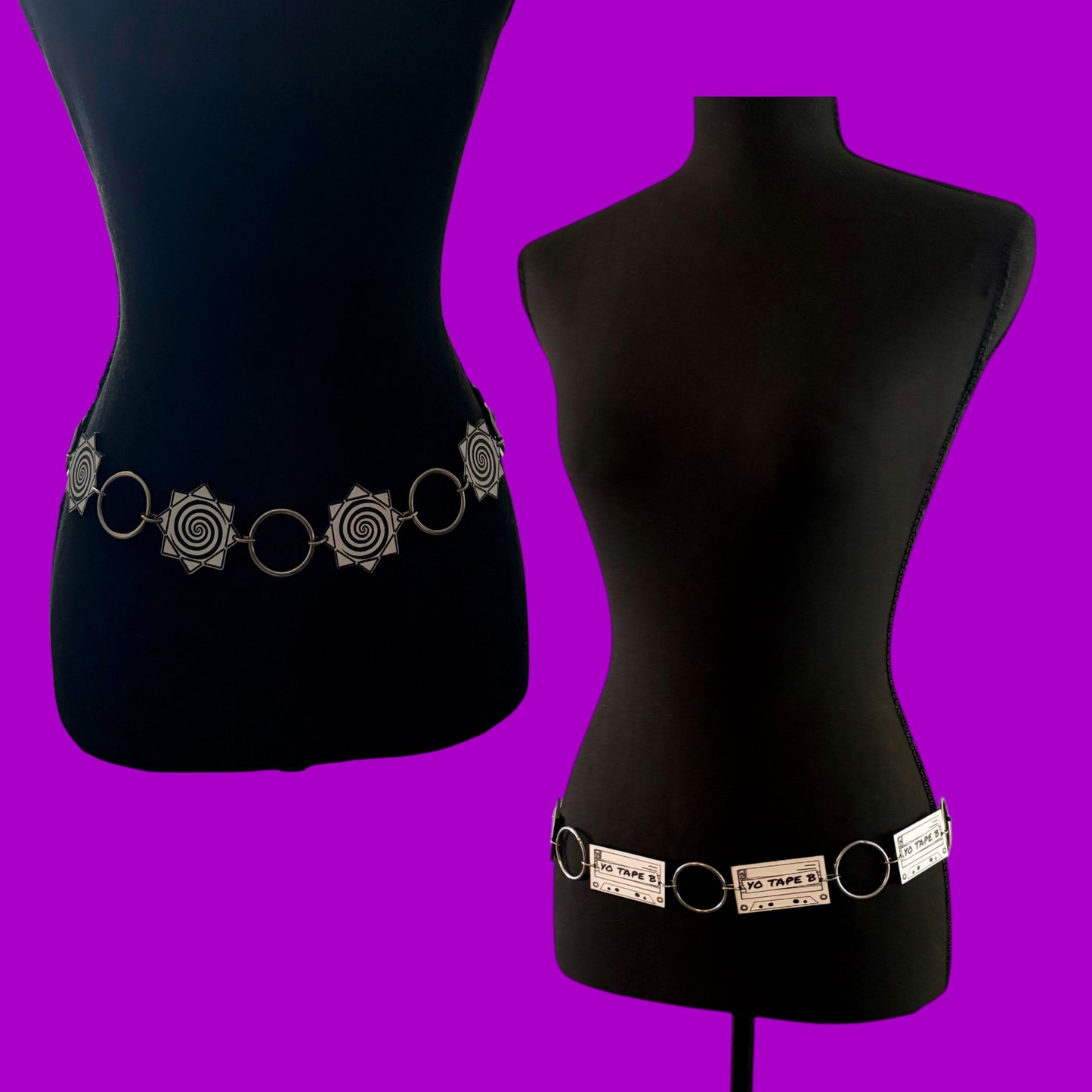Custom Black and White ring belt