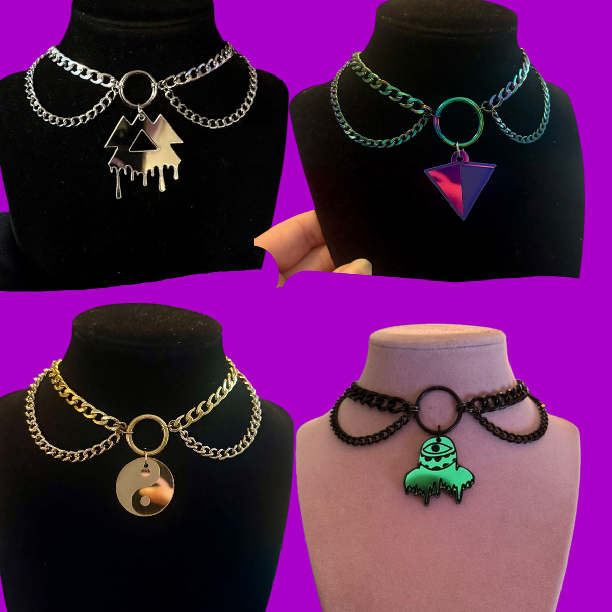 Customizable silver or gold chain stainless steel choker
