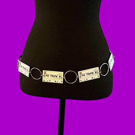 Black and White Cassette tape ring belt