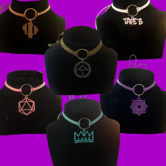 Custom suede cord tie back o ring chokers