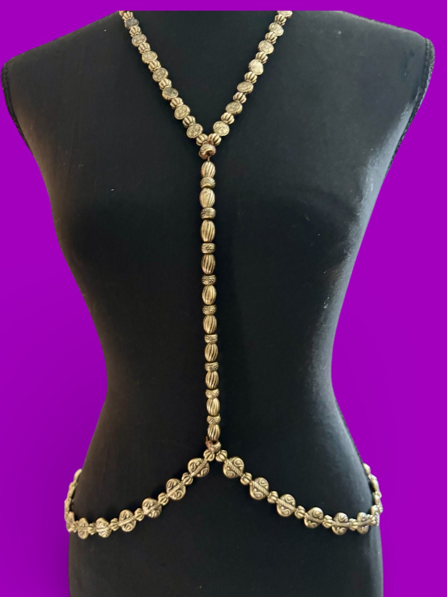 Bronze aztec beaded body chain