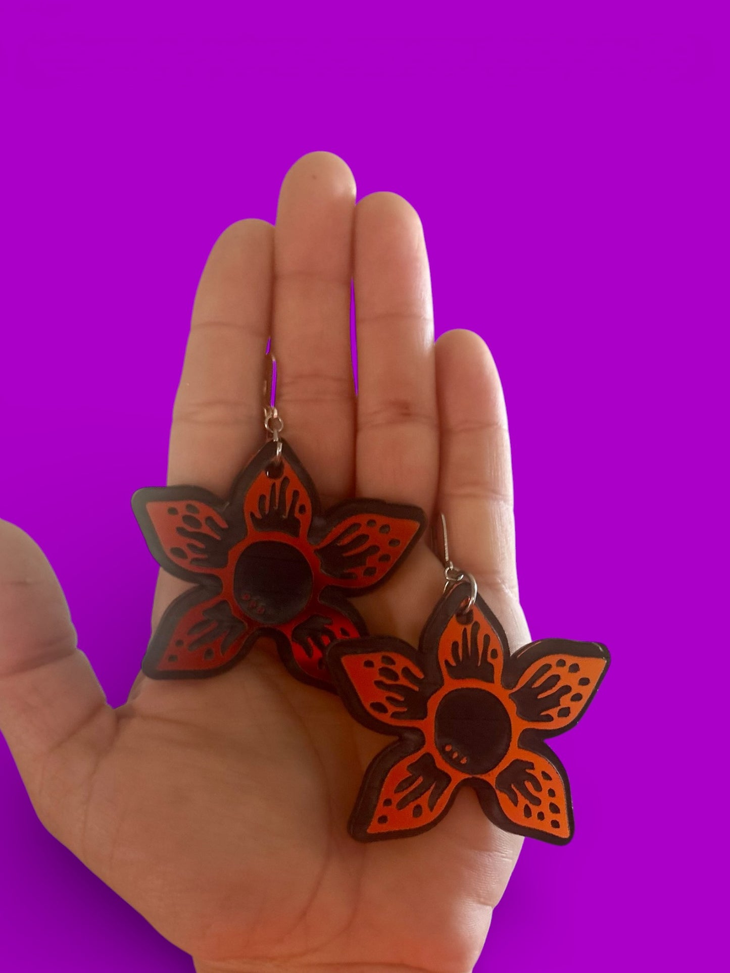 Holographic demogorgon earrings