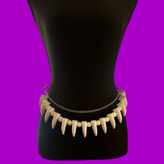 Dino tooth fossil Clip on Chain