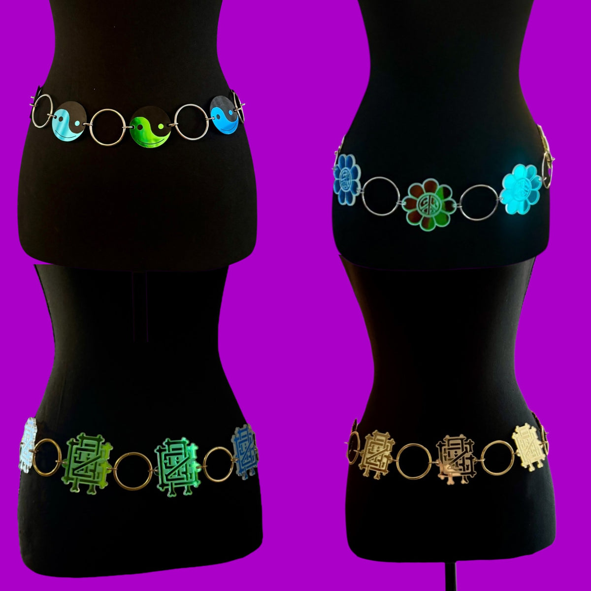 Griz customizable acrylic metal ring belt