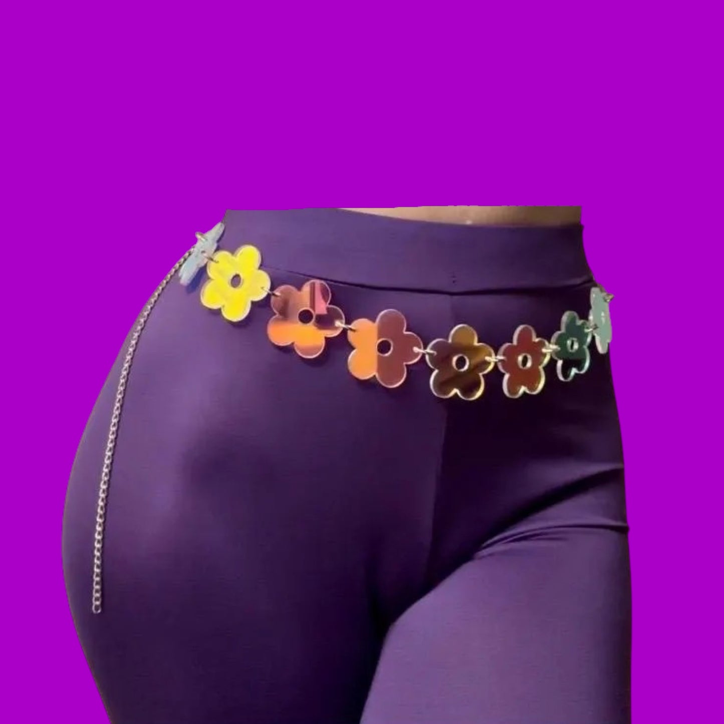 Iridescent flower acrylic belt