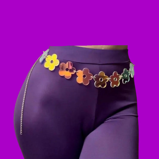 Iridescent flower acrylic belt
