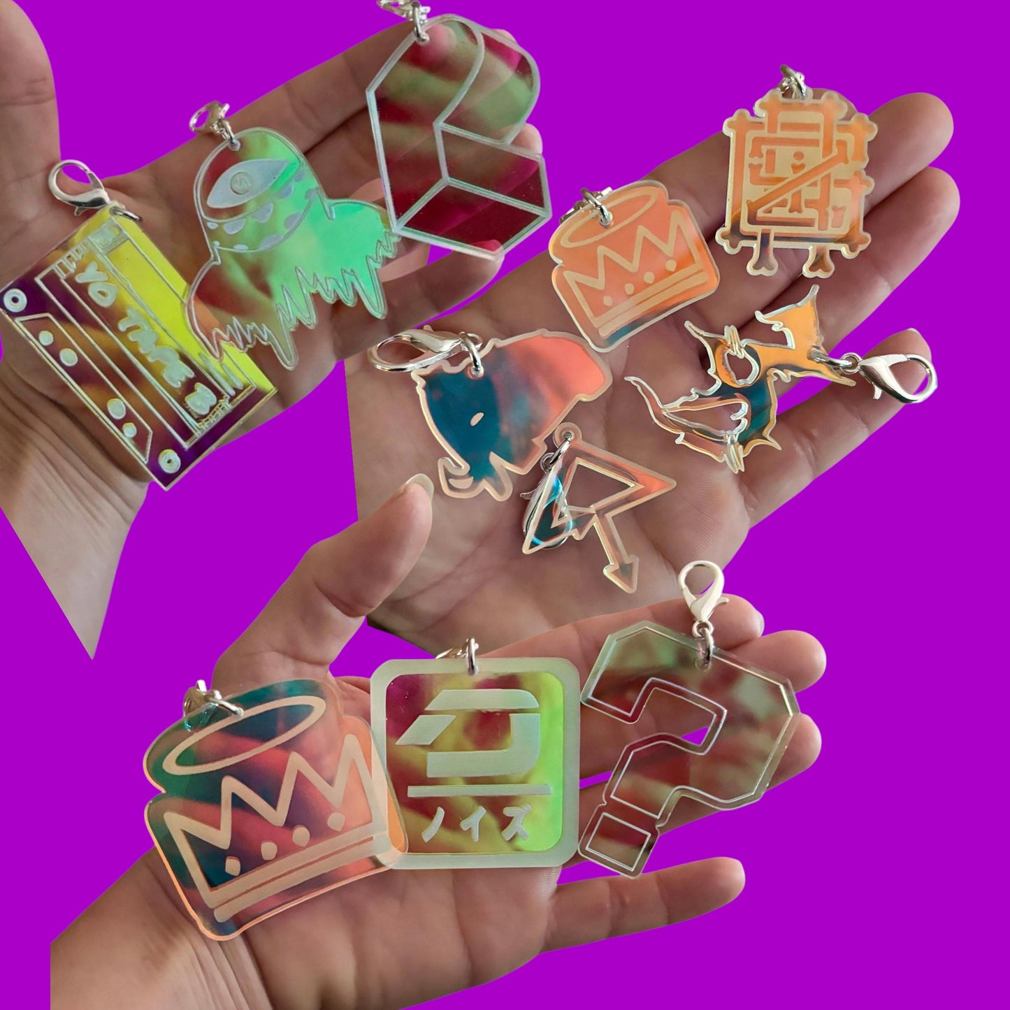 Customizable iridescent acrylic edm charms