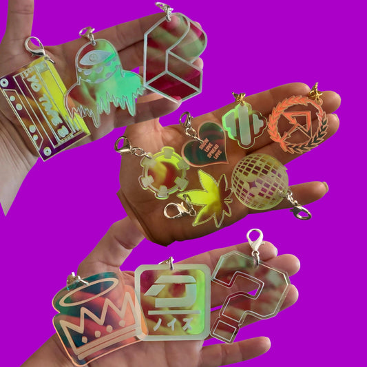 Customizable iridescent acrylic edm charms