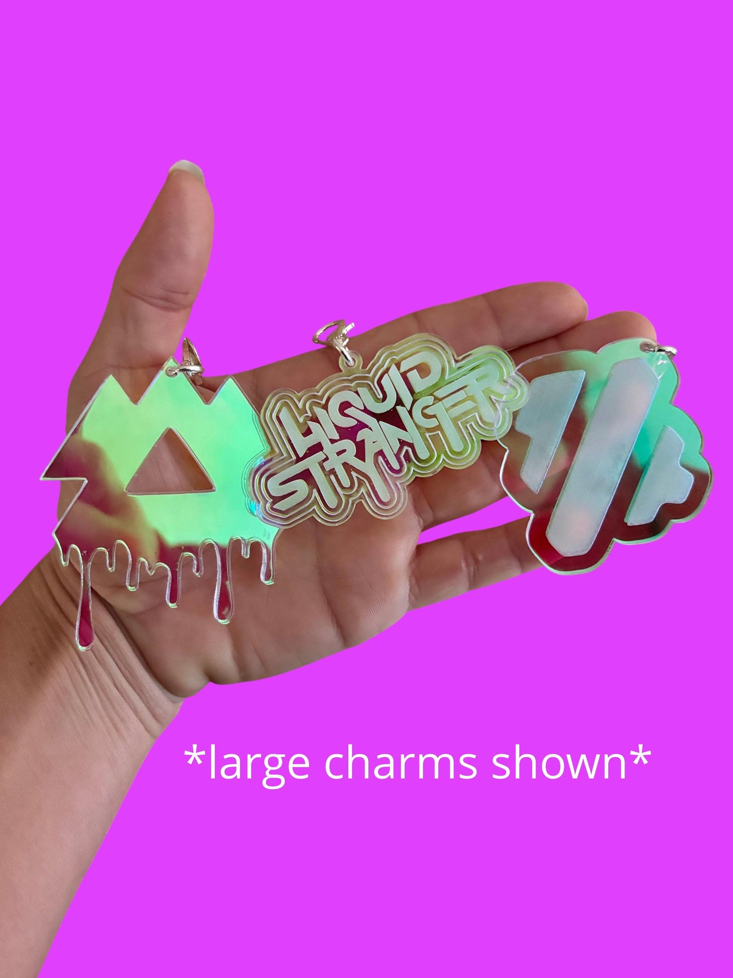 Customizable iridescent acrylic artist charms
