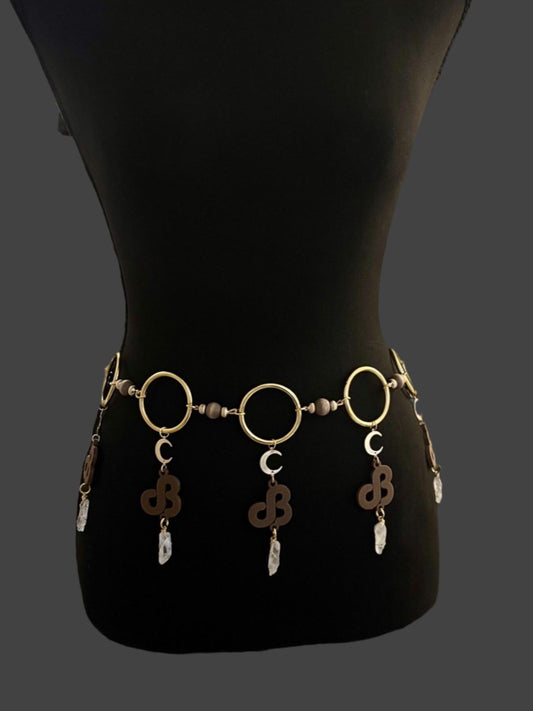 Customizable beaded moon crystal belt