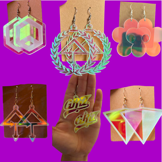 Customizable iridescent artist inspired acrylic earrings