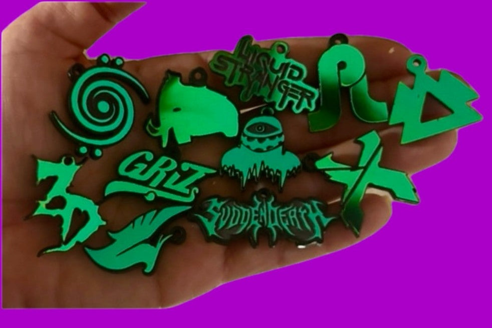 custom teal holographic mini acrylic festival kandi charms!