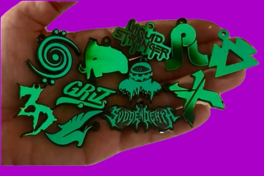 custom teal holographic mini acrylic festival kandi charms!