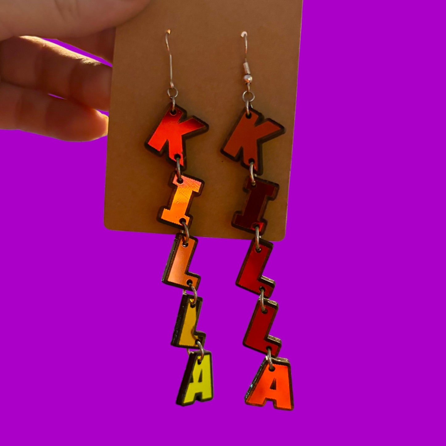 Midnight holographic acrylic KILLA KILLA earrings