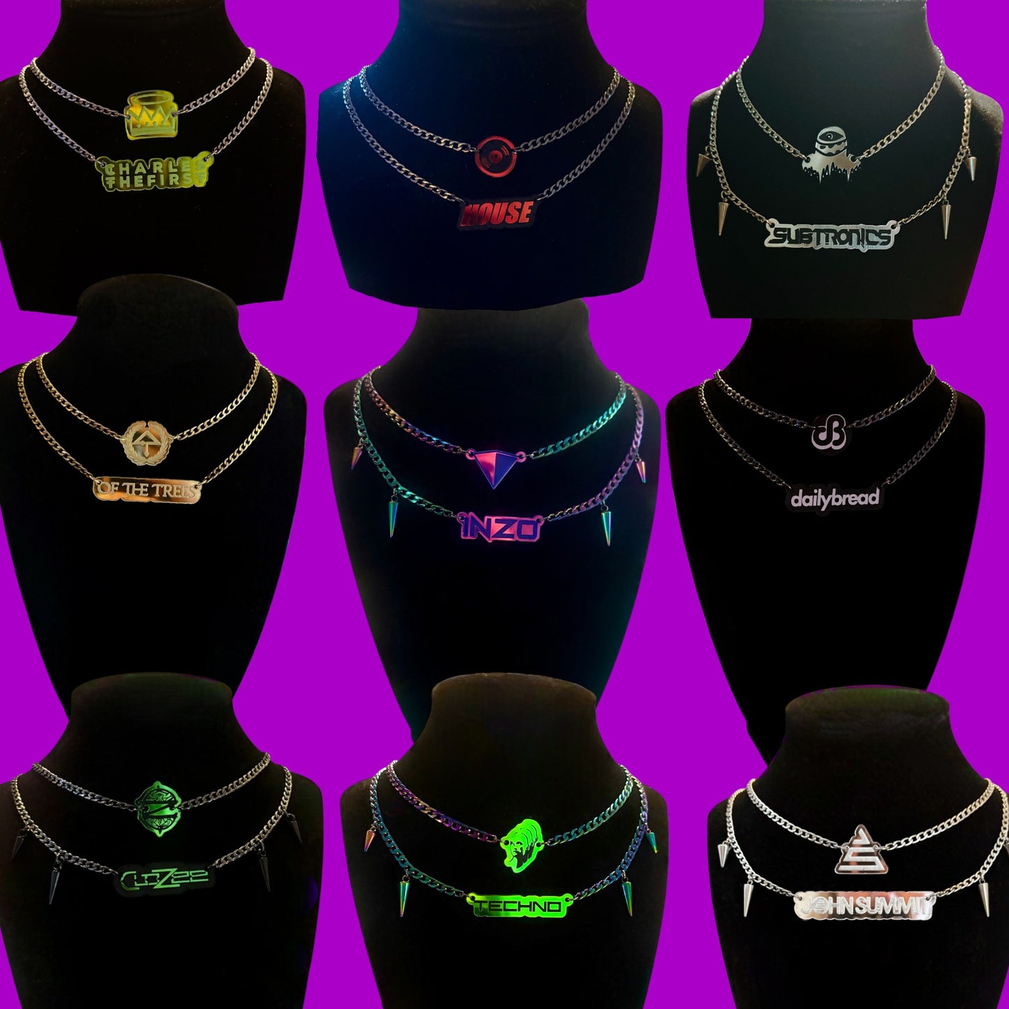 Custom stainless steel necklace stacks