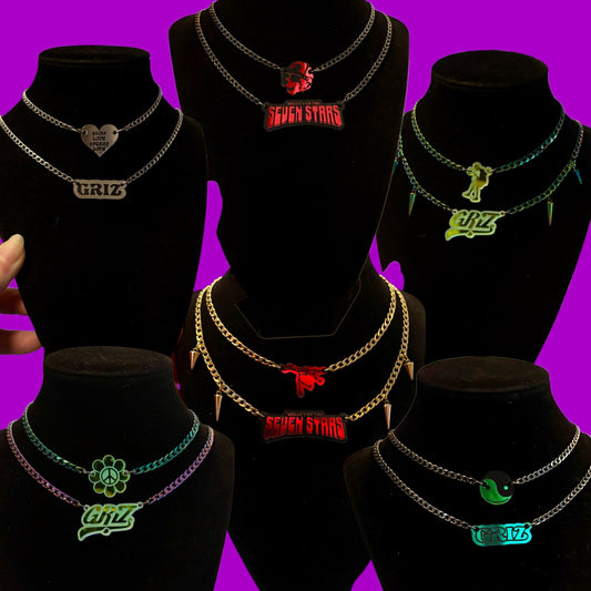Griz/Seven Stars inspired Customizable Stainless Steel & Acrylic Necklace Stack