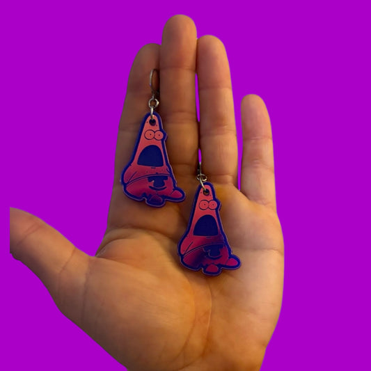 Surprised Patrick holographic acrylic earrings